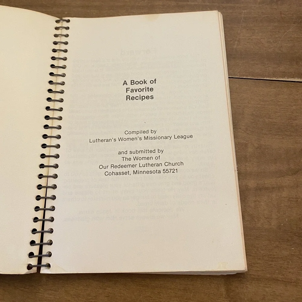 Our Redeemer Lutheran Church Cookbook Cohasset Minnesota VTG Country Cookin